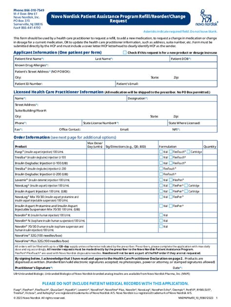 Novo Nordisk Patient Assistance Program Application